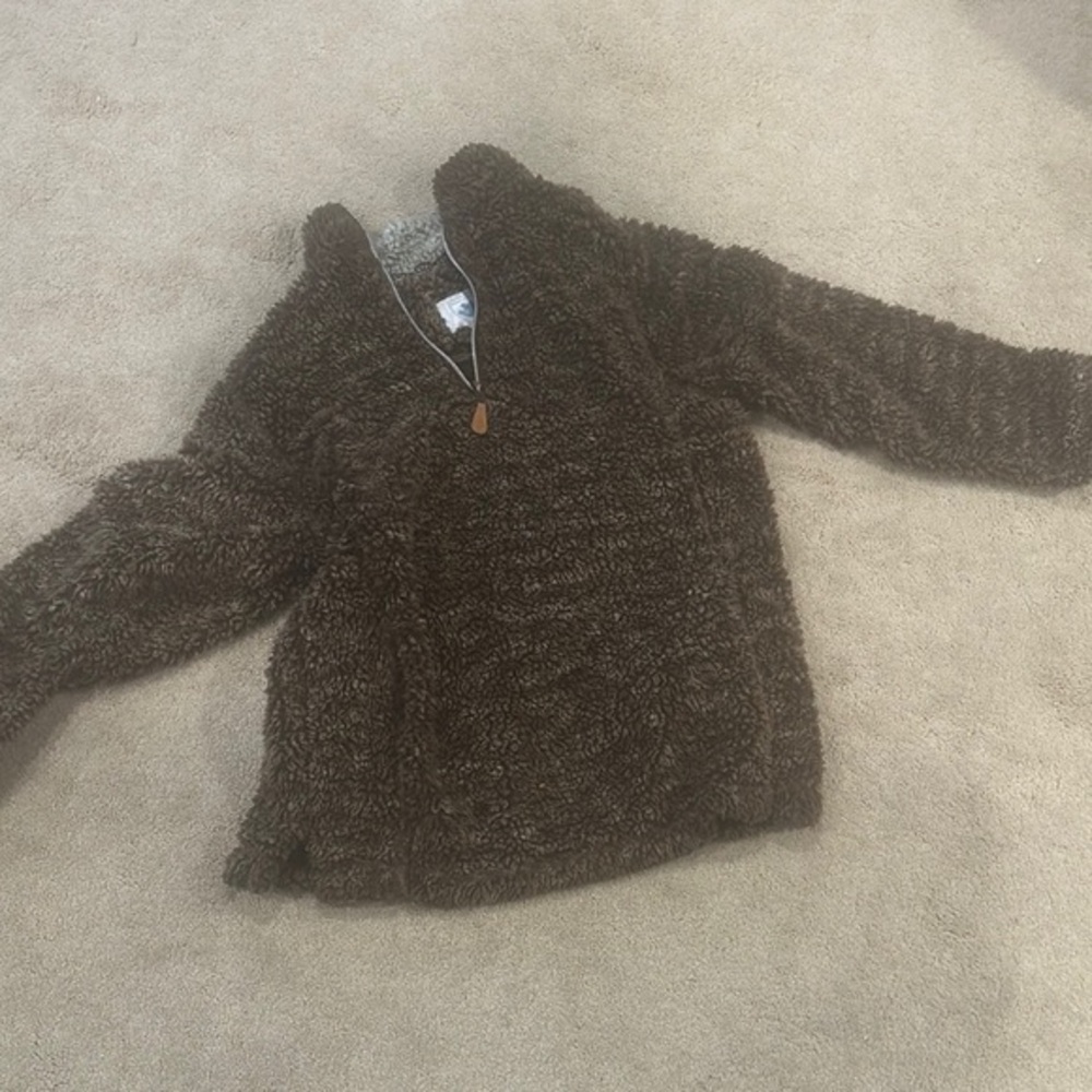 Cozy Brown Sherpa Pullover
